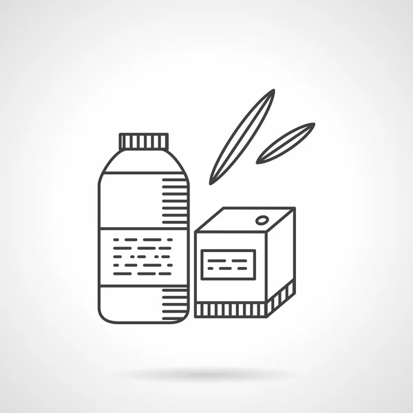 Organic food thin line vector icon. Bottle and box — 图库矢量图片
