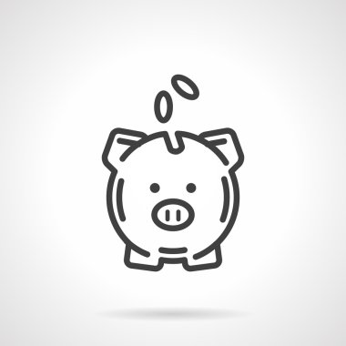 Kumbara basit çizgi vektör simgesi