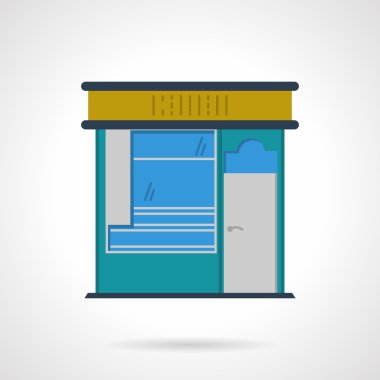 Storefronts flat color vector icon. News stall clipart