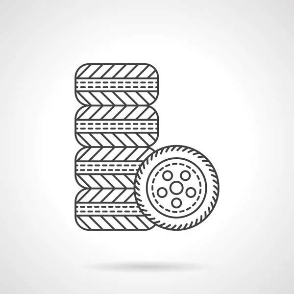 Car wheels flat line vector icon — Stock Vector