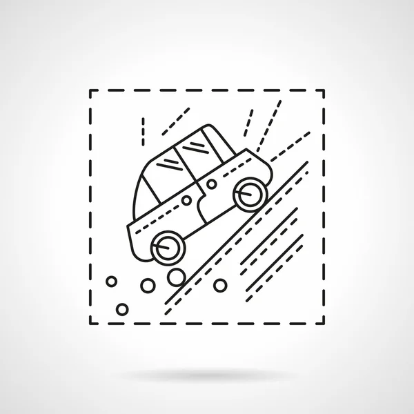 Car accident in the mountains line vector icon — Stock Vector