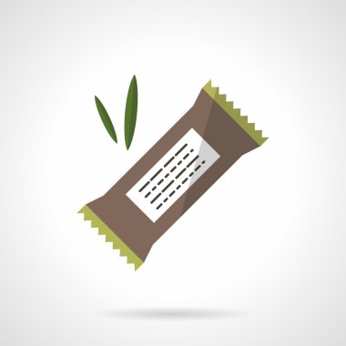Chocolate protein bar flat vector icon