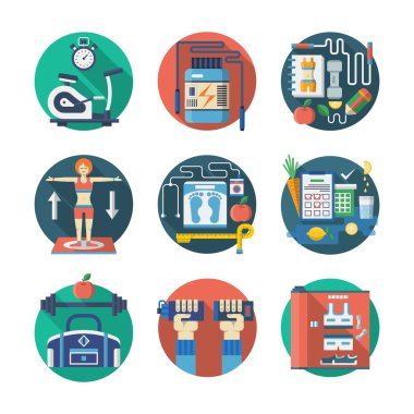 Sport lifestyle flat color vector icons set