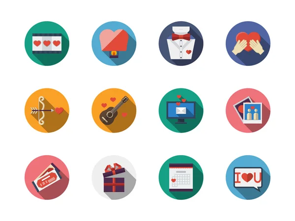 Round colorful romance vector icons — Stock Vector