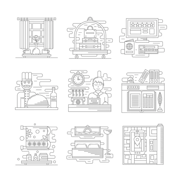 Travel services vector icons flat line style — Stock Vector