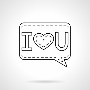 I Love You black flat line vector icon