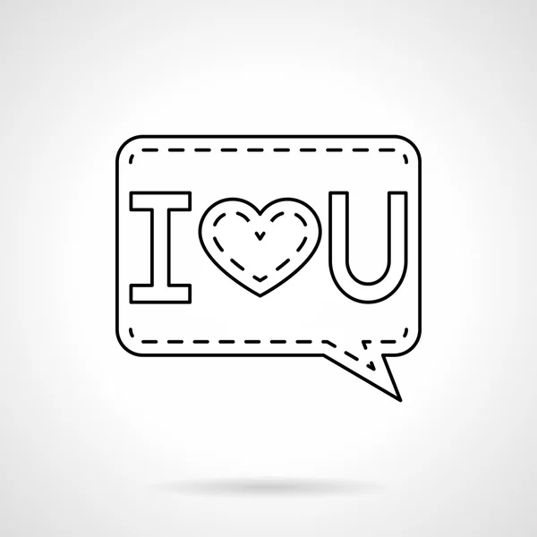 I Love You black flat line vector icon — Stok Vektör