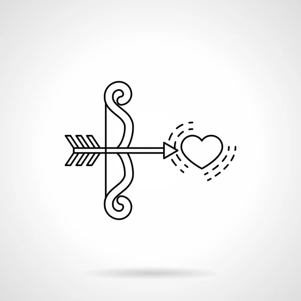 Cupids bow and heart black flat line vector icon — Stock Vector