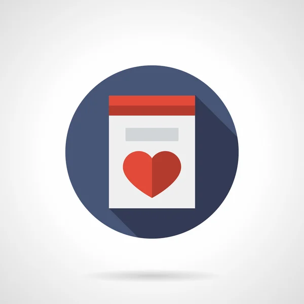 Greeting card with heart round flat vector icon — Stok Vektör