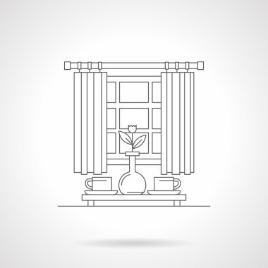 Morning tea time flat line vector icon
