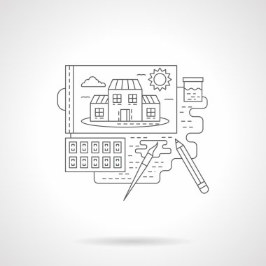 Painting lesson flat line vector icon