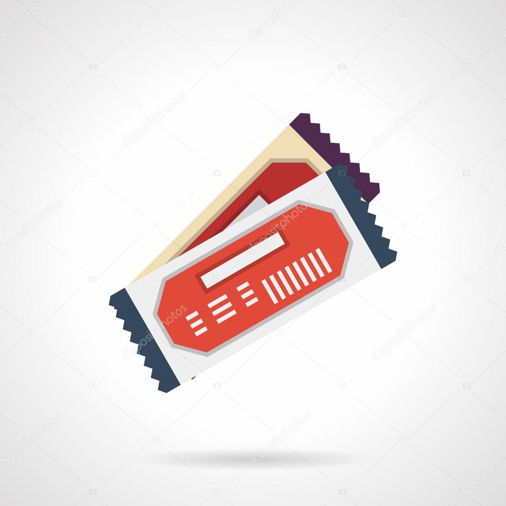 Two tickets flat color vector icon