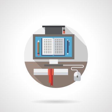 Online education detail flat color vector icon