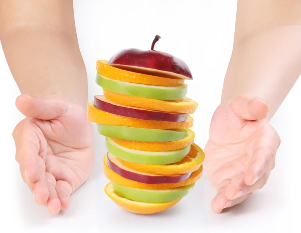 Mãos abertas Segurando maçã — Fotografia de Stock