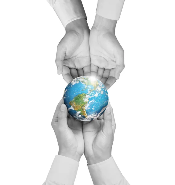 Hand holding globe Elements of this image furnished by NASA — Stock Photo, Image