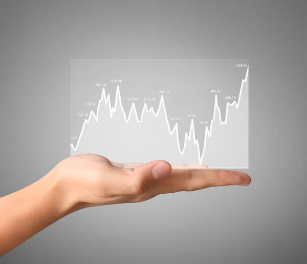 Stock financial graph in hand — Stock Photo, Image