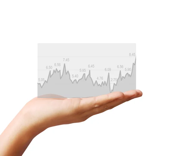 Gráfico financeiro de ações na mão — Fotografia de Stock