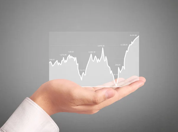 Stock financial graph in hand — Stock Photo, Image