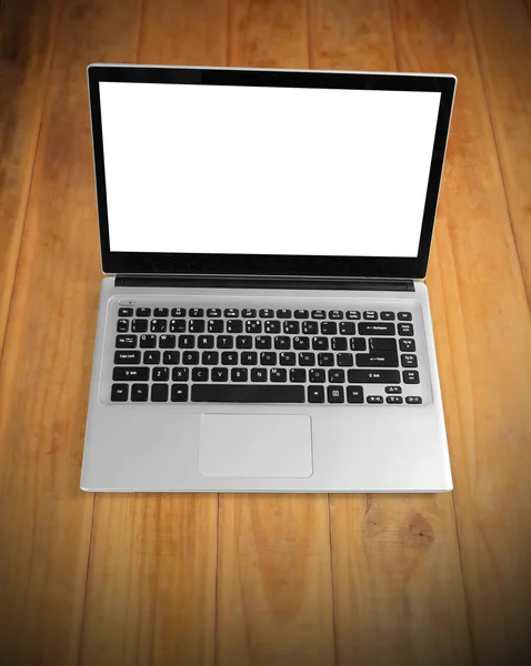 Laptop con corpo in alluminio con schermo bianco — Foto Stock