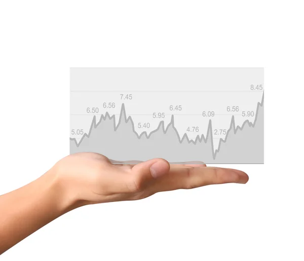 Stock financial graph in hand — Stock Photo, Image