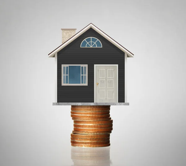 Mortgage concept by money house from  coins — Stock Photo, Image