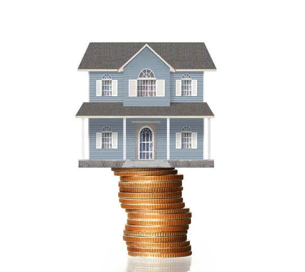 Mortgage concept by money house from  coins — Stock Photo, Image