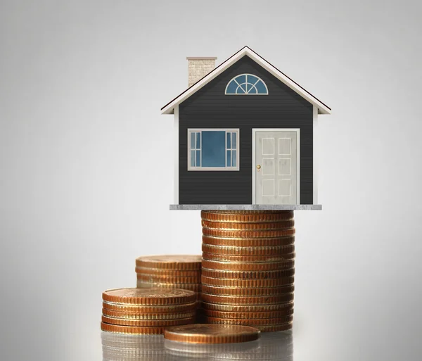 Mortgage concept by money house from  coins — Stock Photo, Image