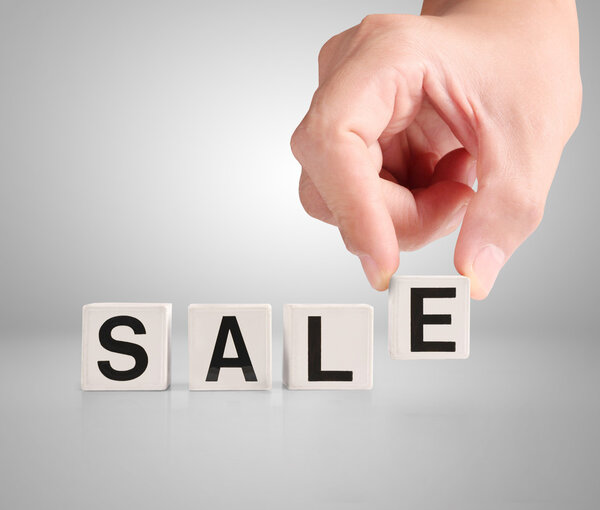 concept word forming box in hand