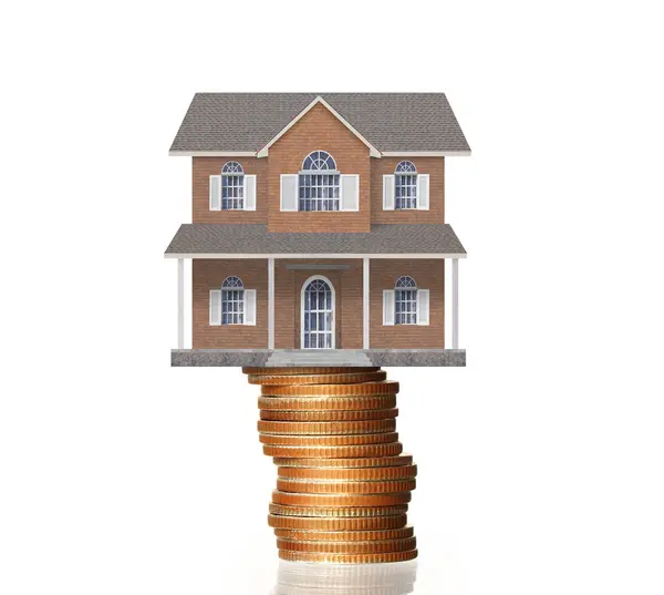 Mortgage concept by money house from  coins — Stock Photo, Image