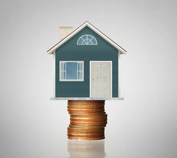 Concepto de hipoteca por casa de dinero de monedas — Foto de Stock