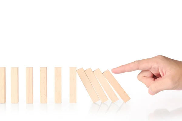Stop  dominoes continuous toppled — Stock Photo, Image