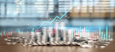 Finansal yatırım konsepti ve madeni paralar için uygun borsa öncül grafik çizelgesi