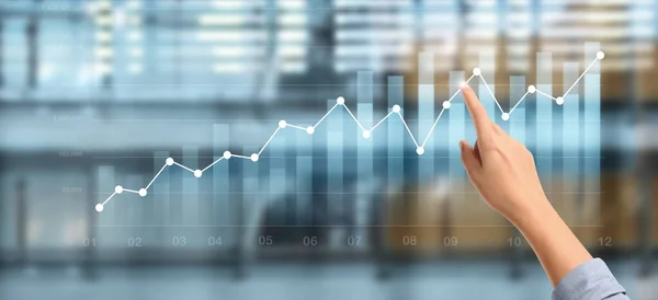 Businessplan Graphenwachstum Und Zunahme Des Chart Positivindikators — Stockfoto