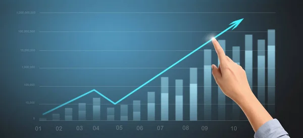 Рост Графика Бизнес Плана Увеличение Положительного Показателя Графика — стоковое фото