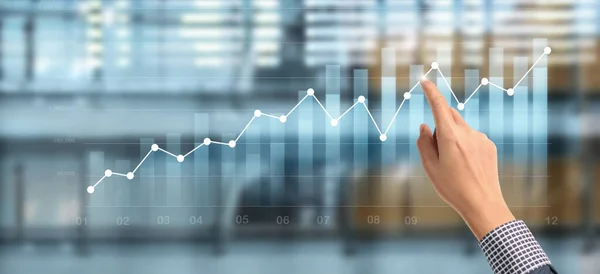 Businessplan Graphenwachstum Und Zunahme Der Chart Positiven Indikatoren Seinem Geschäft — Stockfoto