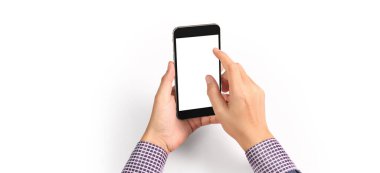 El ele tutuşan akıllı telefon aygıtı ve ekrana dokunma