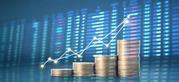 Stock market forex trading graph candlestick chart suitable for financial investment concept, business chart and coins