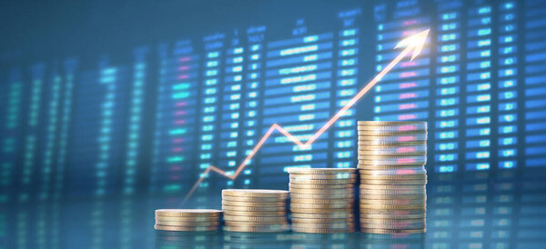 Stock market forex trading graph candlestick chart suitable for financial investment concept, business chart and coins