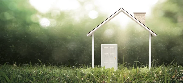 Dom Model Tam Przestrzeń Home Koncepcja Eco Nieruchomości — Zdjęcie stockowe