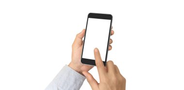 El ele tutuşan akıllı telefon aygıtı ve ekrana dokunma