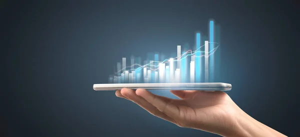 Affärsman Plan Graftillväxt Och Ökning Diagram Positiva Indikatorer Sin Verksamhet — Stockfoto