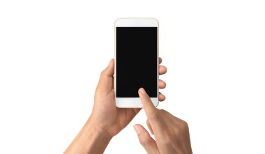 El ele tutuşan akıllı telefon aygıtı ve ekrana dokunma