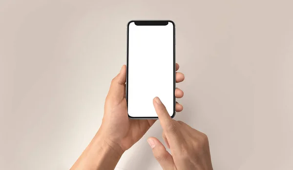 Tenuta Della Mano Dispositivo Smartphone Touch Screen — Foto Stock