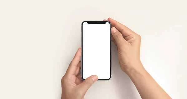 Рука Тримає Пристрій Смартфона Сенсорний Екран — стокове фото