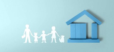 Ayrılmış minyatür ev modeli. gayrimenkul yatırım kavramı