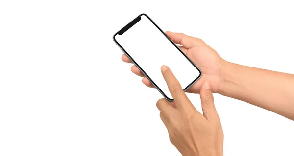 Рука Тримає Пристрій Смартфона Сенсорний Екран — стокове фото