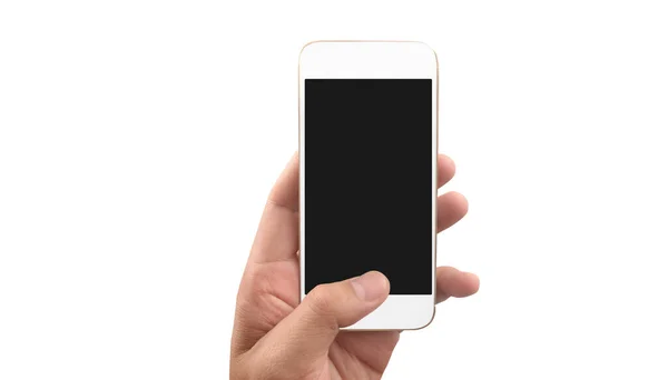 Tangan Memegang Perangkat Smartphone Dan Menyentuh Layar — Stok Foto