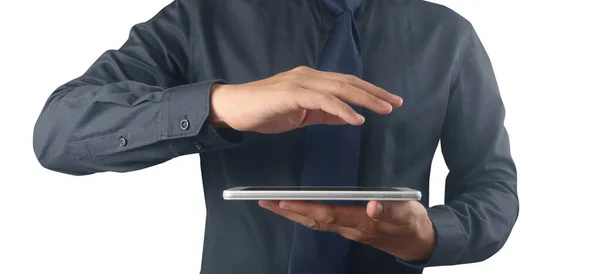 Hands Holding Tablet Touch Computer Gadget — Stock Photo, Image