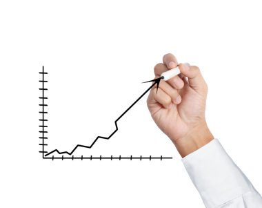iş adamı el bir grafik çizimi 