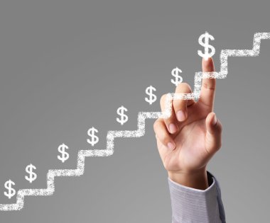 işadamı ile elden gelen finansal simgeler 